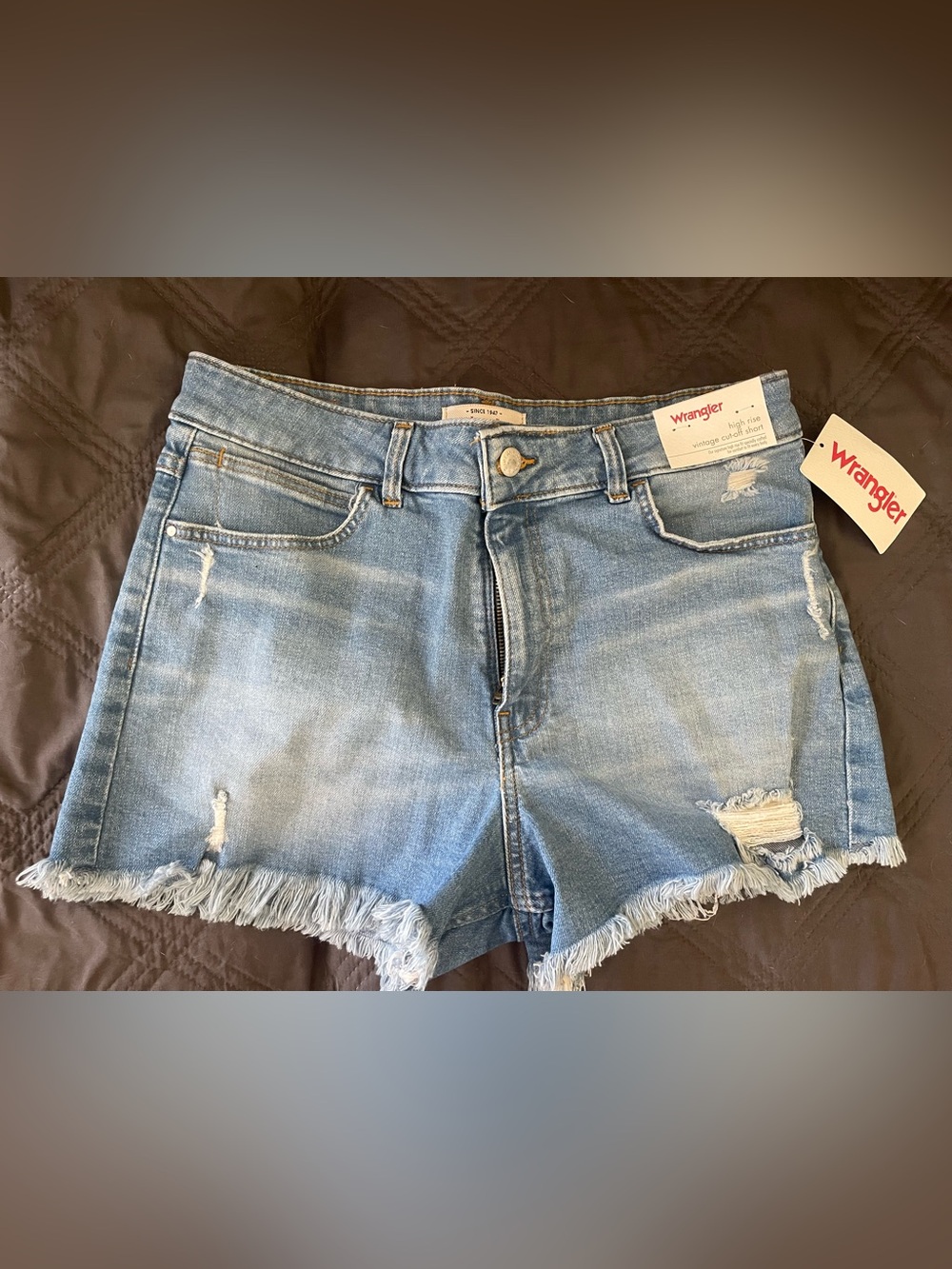 Wrangler Light Blue Distressed Denim Shorts